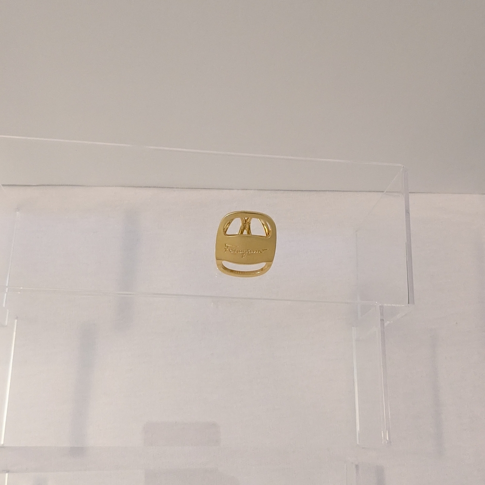 Salvatore Ferragamo Gold Scarf Ring